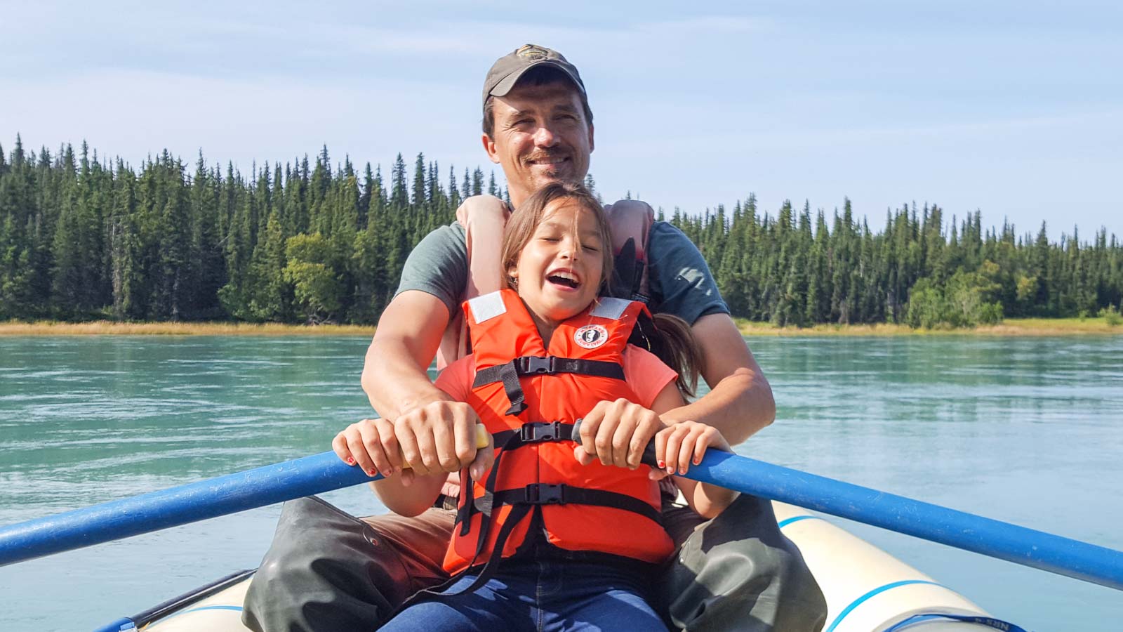 Aaron rafting with daughter, Kasilof, Alaska